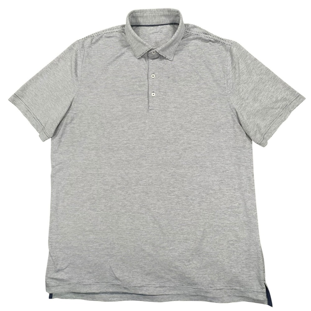 Johnnie-O Lyndon Polo Shirt‎ Mens XL Gray Heather Yankee Stripe Performance UPF